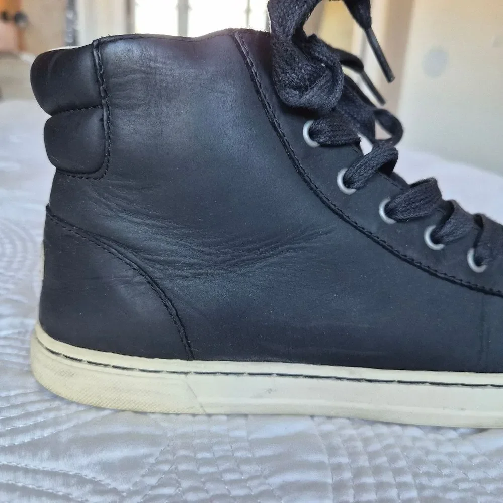 VGUC UGG Gradie Hi Top Lace-Up Zip Trainer Black Leather Shoes Boot Women 8